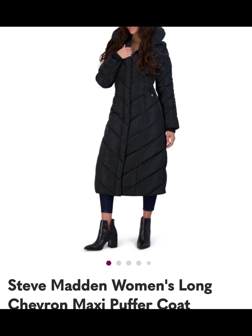 Steve Madden Long Chevron Maxi Puffer Coats